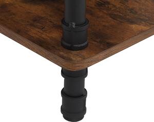 Stolik pomocniczy kwadratowy 1 półka ciemne drewno czarne metalowe nóżki Veril Beliani