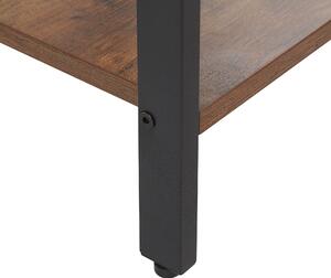 Stolik pomocniczy szuflada półka ciemne drewno czarne metalowe nóżki Vester Beliani