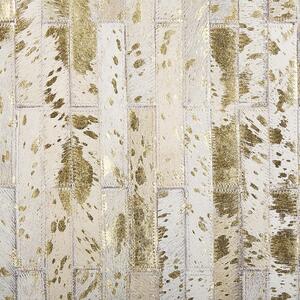Dywan patchworkowy beżowo-złoty 140 x 200 cm skóra bydlęca Tokul Beliani