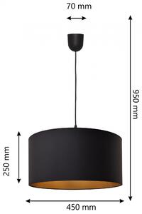 Lampa wisząca pojedyncza ALBA czarno-złota XL W-4525/1 BK+GO+SCW-P BK