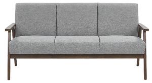 Retro sofa drewniana rama tapicerowana poliestrem kanapa dla 3 osób szara Asnes Beliani