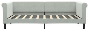 Sofa z funkcją spania, jasnoszara, 90x190 cm, obita aksamitem