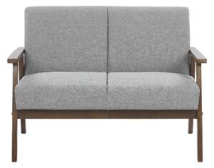 Retro sofa drewniana rama tapicerowana poliestrem kanapa dla 2 osób szara Asnes Beliani