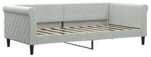 Sofa rozsuwana z szufladami, jasnoszara, 90x190 cm, aksamit