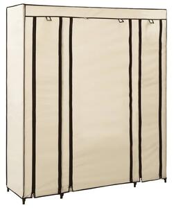 Szafa z przegrodami i drÄ Å¼kami, kremowa, 150x45x176 cm, tkanina