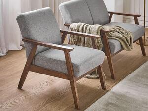 Retro fotel do salonu drewniana rama tapicerowany poliestrem szary Asnes Beliani