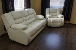Komplet wypoczynkowy Borys: 3 os. sofa + 2 fotele Skóra naturalna