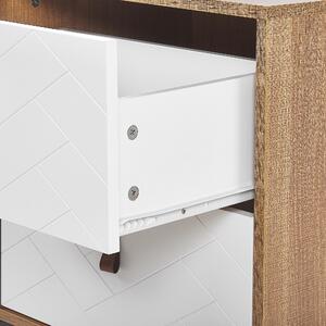 Nowoczesna szafka nocna z szufladami metalowa rama jasne drewno z białym Nueva Beliani