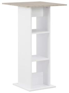 Stolik barowy, biel i kolor betonu, 60 x 60 x 110 cm