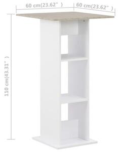 Stolik barowy, biel i kolor betonu, 60 x 60 x 110 cm