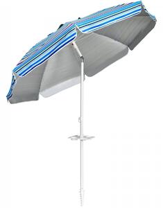 Parasol plażowy regulowany z uchwytem i ochroną UPF 50+ 2,2 x 2m