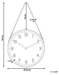 Renens, okrągły zegar ścienny, MDF, sztuczna skóra, brązowy, ø 26 cm Beliani
