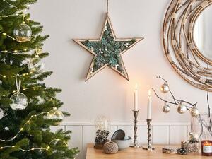 Dekoracja ścienna wisząca drewniana ozdoba świąteczna gwiazda zielona Hosio Beliani