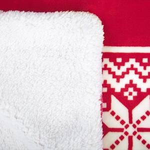 Koc narzuta czerwony wzór zimowy świąteczny puszysty dwustronny 150 x 200 cm Vantaa Beliani