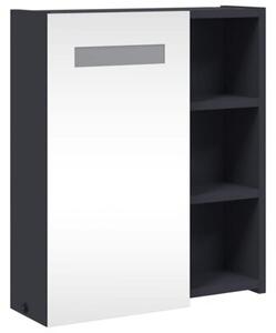 Szafka łazienkowa z lustrem i LED, szara, 45x13x52 cm