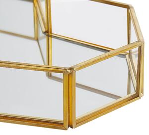 Elegancka lustrzana taca dekoracyjna w kształcie serca szkło metal złota Pontivy Beliani
