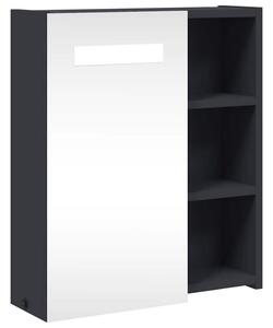 Szafka łazienkowa z lustrem i LED, szara, 45x13x52 cm