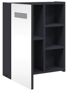 Szafka łazienkowa z lustrem i LED, szara, 45x13x52 cm