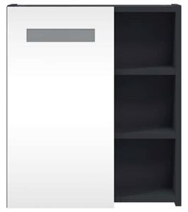 Szafka łazienkowa z lustrem i LED, szara, 45x13x52 cm
