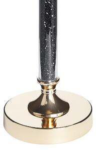 Elegancki wysoki świecznik na nóżce metalowy szklany klosz złoto-czarny Abbeville Beliani