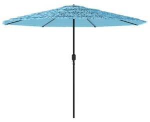 Parasol ogrodowy na stalowym słupku, niebieski, 388x388x248 cm
