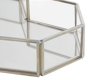 Elegancka lustrzana taca dekoracyjna w kształcie serca szkło metal srebrna Pontivy Beliani