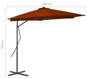 Parasol ogrodowy na stalowym słupku, terakota, 300x230 cm