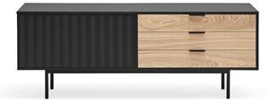 Czarno-naturalna szafka pod TV w dekorze dębu 140x52 cm Sierra – Teulat