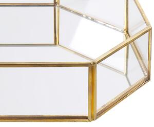 Elegancka lustrzana taca dekoracyjna ośmiokątna szkło metal złota Chabris Beliani