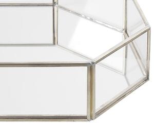 Elegancka lustrzana taca dekoracyjna ośmiokątna szkło metal srebrna Chabris Beliani