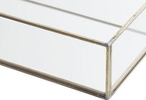 Elegancka lustrzana taca dekoracyjna prostokątna szkło metal srebrna Grenoble Beliani