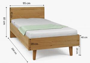 Dubová jednolůžková postel