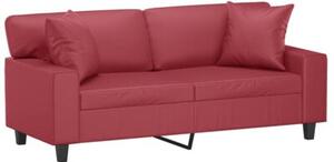 Sofa 2-os. z poduszkami, winna czerwieÅ, 140 cm, sztuczna skÃ³ra