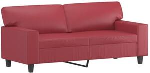 Sofa 2-os. z poduszkami, winna czerwieÅ, 140 cm, sztuczna skÃ³ra