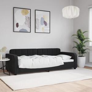 Sofa z funkcją spania, czarna, 80x200 cm, obita aksamitem