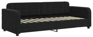 Sofa z funkcją spania, czarna, 80x200 cm, obita aksamitem