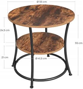 Industrialny okrągły stolik kawowy z półką - Zixi 3X