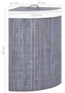 Bambusowy kosz na pranie, narożny, szary, 60 l