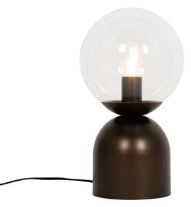 Hotelowa szykowna lampa stołowa ciemny brąz z przezroczystym szkłem - Pallon Trend Oswietlenie wewnetrzne
