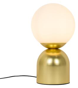 Hotelowa szykowna lampa stołowa złota z opalowym szkłem - Pallon Trend Oswietlenie wewnetrzne