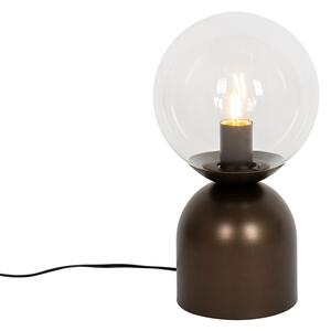 Hotelowa szykowna lampa stołowa ciemny brąz z przezroczystym szkłem - Pallon Trend Oswietlenie wewnetrzne