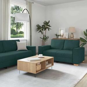 Sofa 3 szt. ciemna zieleÅ tkanina lniana