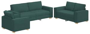 Sofa 3 szt. ciemna zieleÅ tkanina lniana