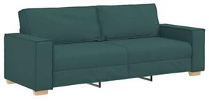 Sofa 3 szt. ciemna zieleÅ tkanina lniana