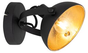 Przemysłowa lampa sufitowa czarna ze złotem 15 cm regulowana - Magnax Oswietlenie wewnetrzne
