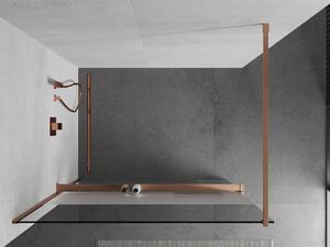 Mexen Kioto+ ścianka prysznicowa z półką Walk-in 80 x 200 cm, transparent/szron, miedź szczotkowana - 800-080-121-65-35