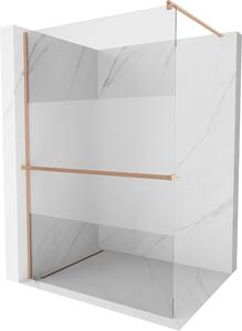 Mexen Kioto+ ścianka prysznicowa z półką Walk-in 80 x 200 cm, transparent/szron, miedź szczotkowana - 800-080-121-65-35