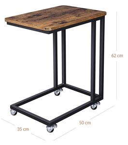 Stół do serwowania na kółkach Henry w stylu industrialnym, 50x35x62cm, kolor brązowy