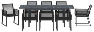 Zestaw do jadalni w ogrodzie 9 szt. czarny polirattan