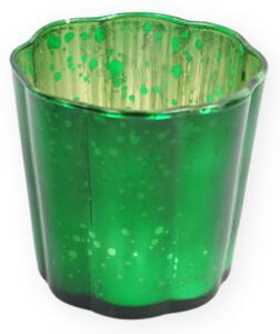 Świecznik szklany zielony RAINBOW WAVY 8 cm
